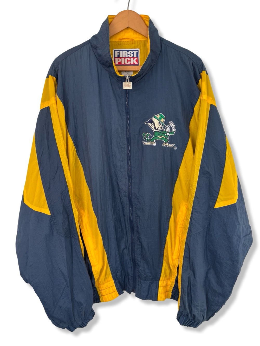 Vintage 90s Navy & Yellow Notre Dame Fighting Irish Windbreaker Jacket